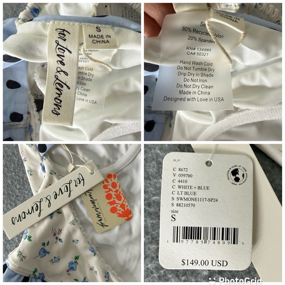 New Free People For Love And Lemons Mina One Piece Swimsuit Floral Women's Small - Picture 10 of 10